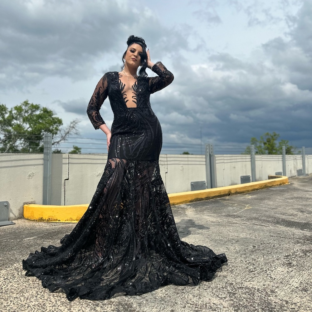 Prom dress size 10 , From algist prom dresses Black with a see through skirt